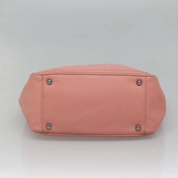 CHANEL Choco Bar COCO Mark Hand Bag Grained Calf Skin Pink Silver CC Auth PP558 - Picture 12 of 15